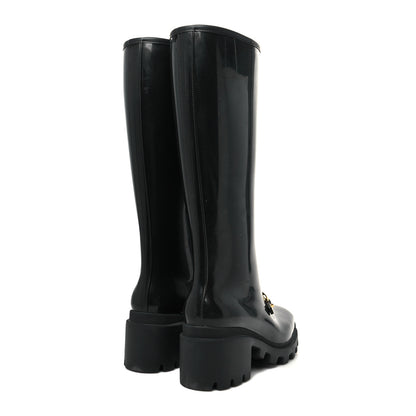 Gucci Rubber Horsebit Knee High Boots 39 Black 4 of 7