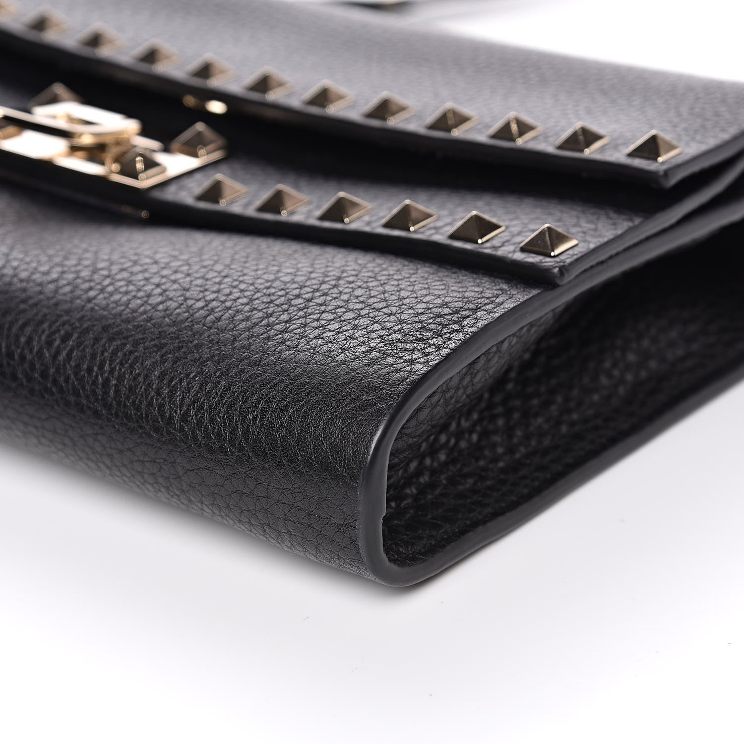Valentino Garavani Grainy Calfskin Rockstud Double Flap Crossbody Bag Black 8 of 10