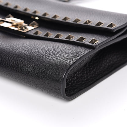 Valentino Garavani Grainy Calfskin Rockstud Double Flap Crossbody Bag Black 8 of 10