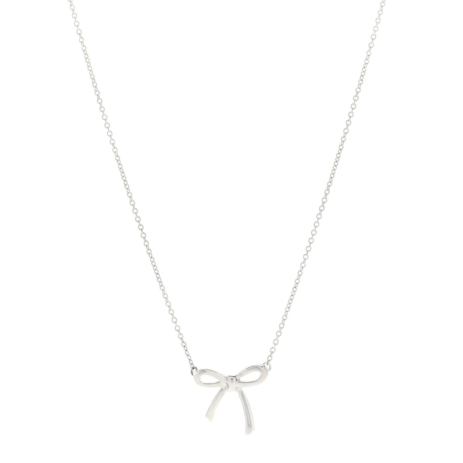 Tiffany Sterling Silver Small Bow Pendant Necklace 1 of 3