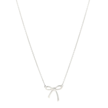 Tiffany Sterling Silver Small Bow Pendant Necklace 1 of 3