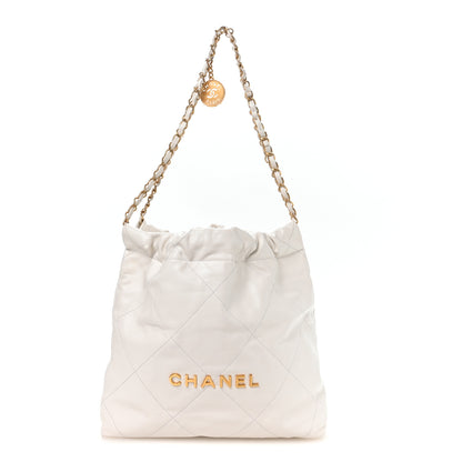 Chanel Shiny Calfskin Quilted Small Chanel 22 White 1 of 12