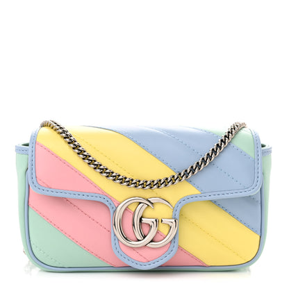 Gucci Calfskin Matelasse Diagonal Super Mini GG Marmont Shoulder Bag Multicolor Pastel 1 of 11