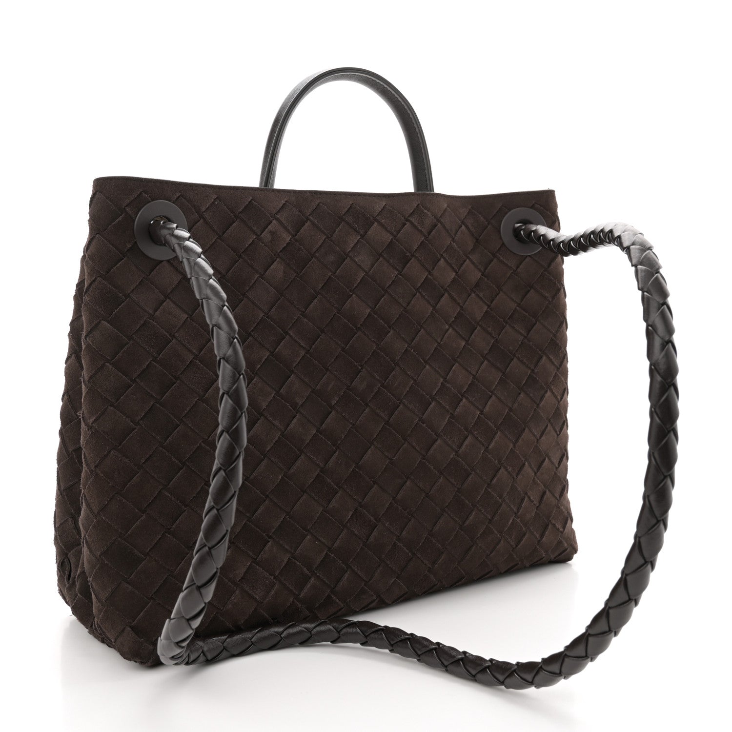Bottega Veneta Suede Intrecciato Medium Andiamo Shoulder Bag