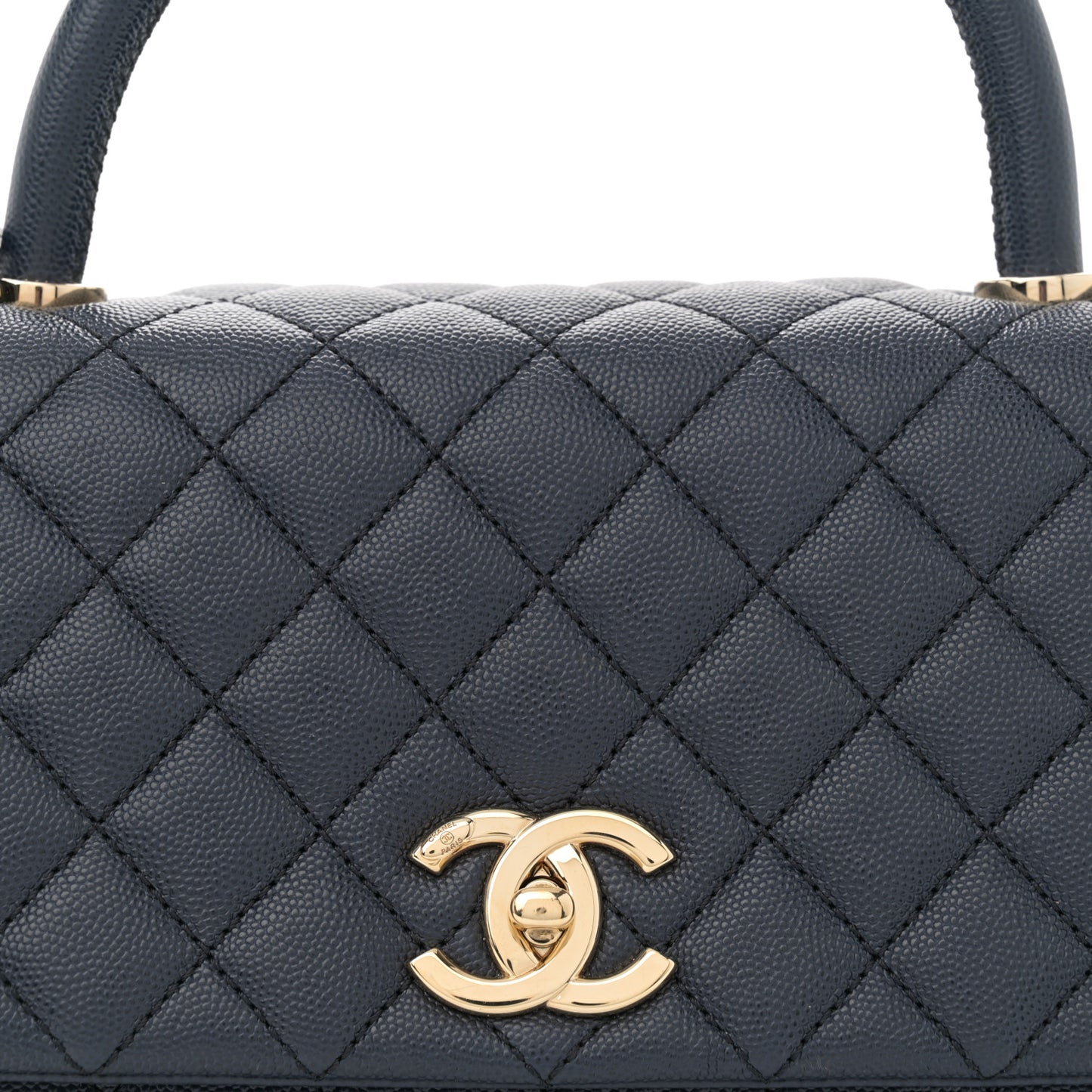 Caviar Quilted Small Coco Handle Flap Navy
