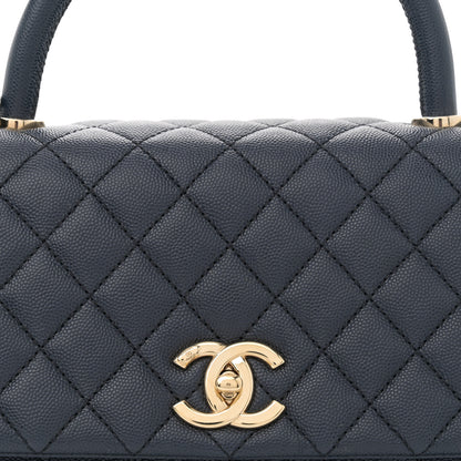 Chanel Caviar Quilted Small Coco Handle Flap Navy 8 of 10