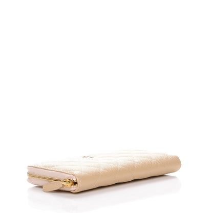 Chanel Caviar Quilted Large Gusset Zip Around Wallet Beige Clair 4 of 10