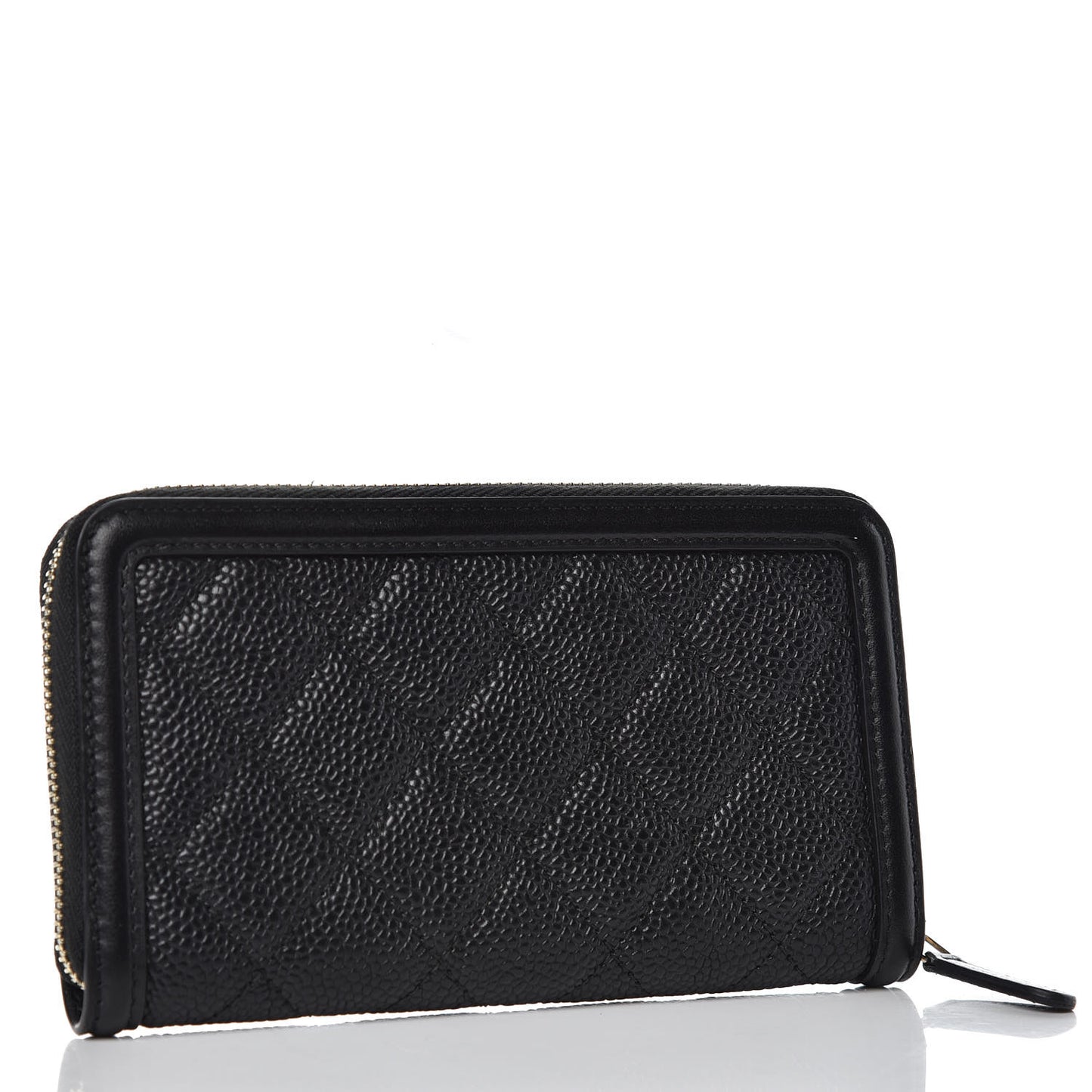 Caviar Quilted Medium Filigree Zip Around Wallet Black