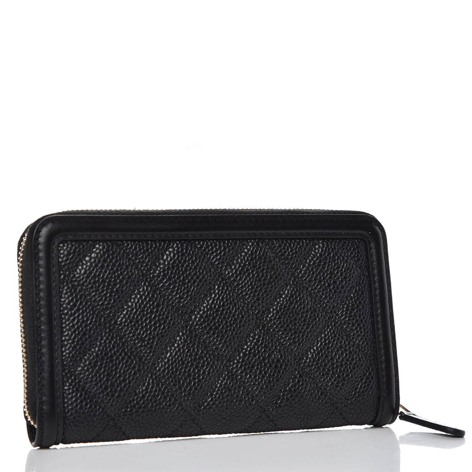 Chanel Caviar Quilted Medium Filigree Zip Around Wallet Black 3 of 9