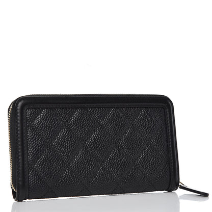 Chanel Caviar Quilted Medium Filigree Zip Around Wallet Black 3 of 9
