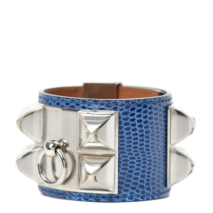 Hermes Lizard Collier De Chien CDC Bracelet T2 Bleu Saphir 1 of 5