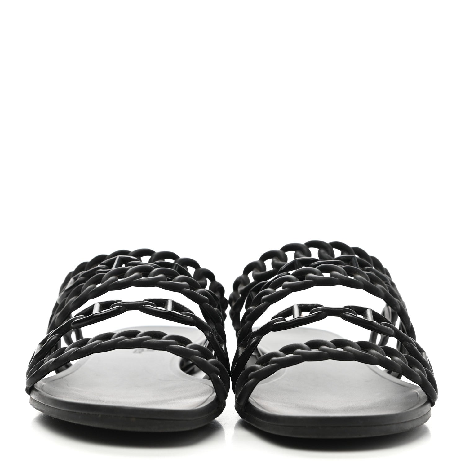 Hermes Rubber Chaine d'Ancre Nude Sandals 38 Black 2 of 8
