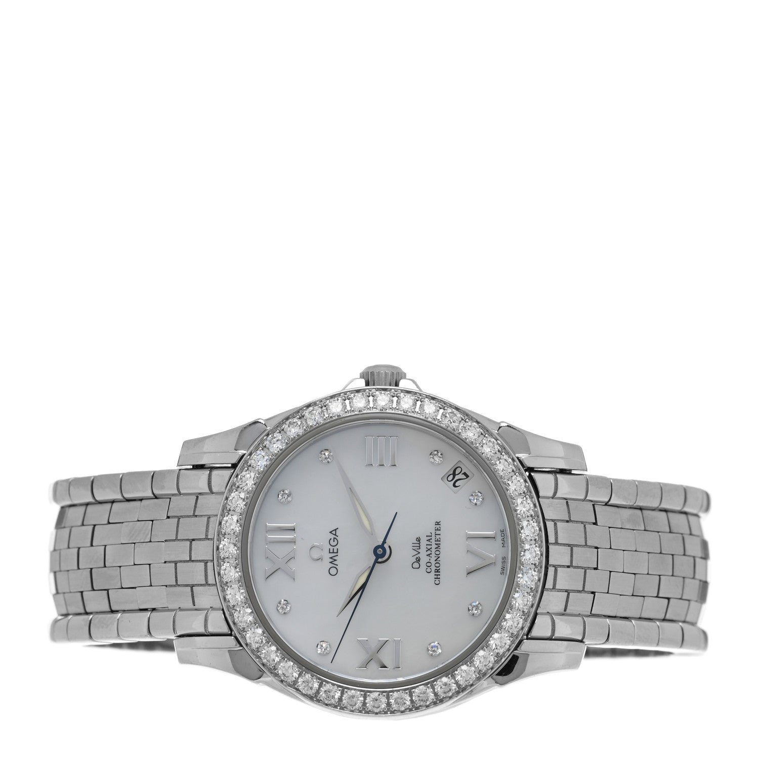 Omega Stainless Steel Diamond Bezel Mother of Pearl 32.5mm De Ville Prestige Automatic Watch 4586.75.00 2 of 4