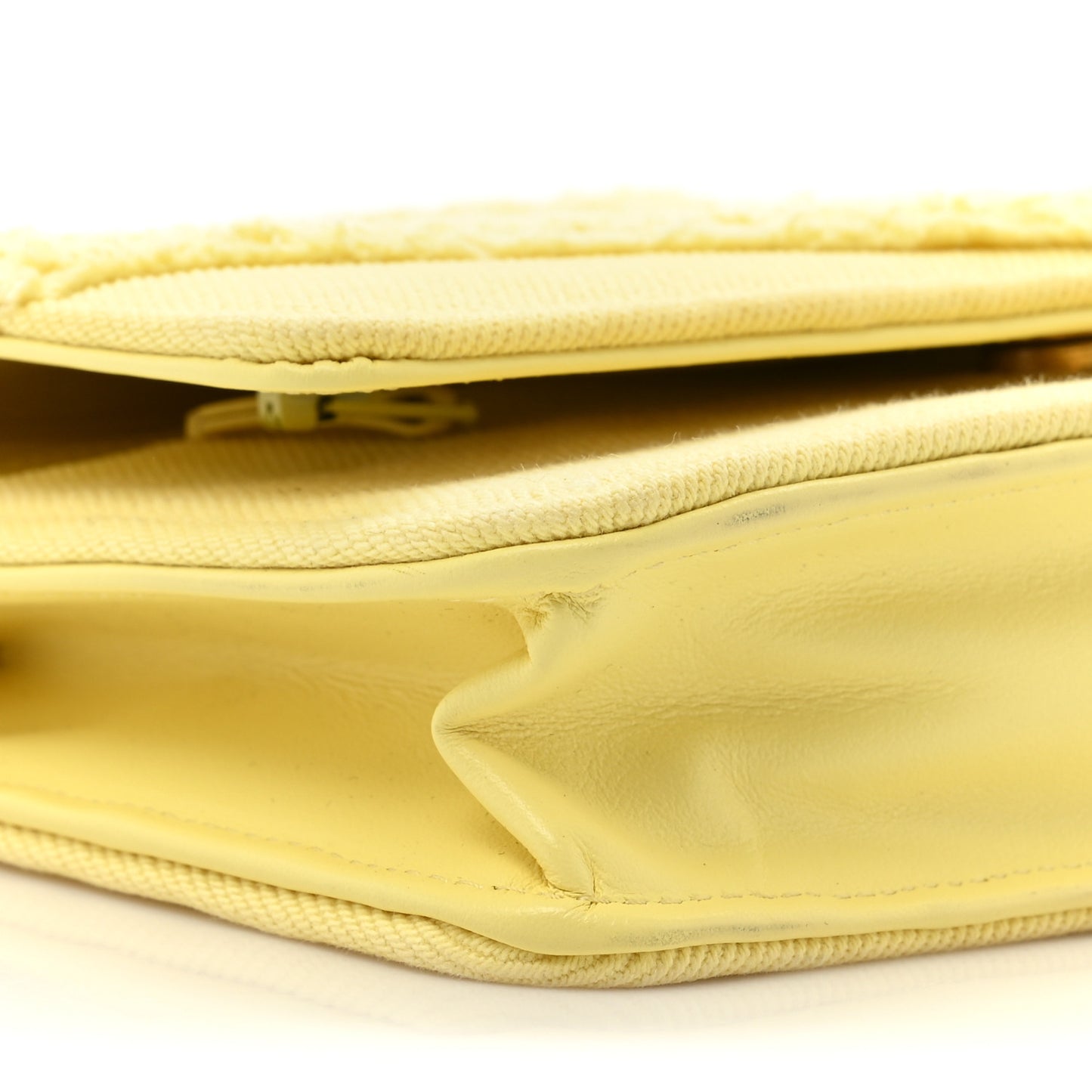 Denim Quilted Coco Wallet On Chain WOC Yellow