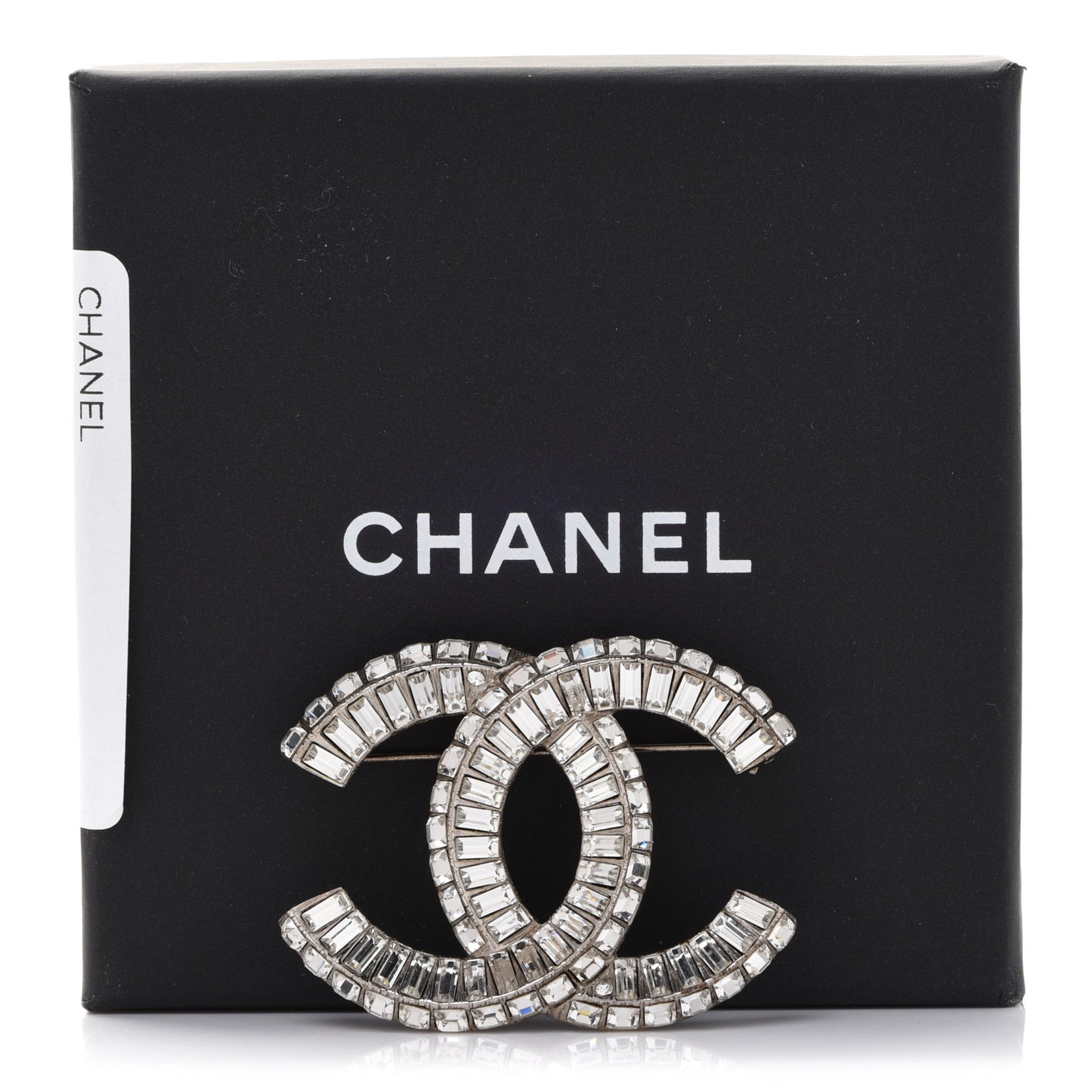 Baguette Crystal CC Brooch Silver
