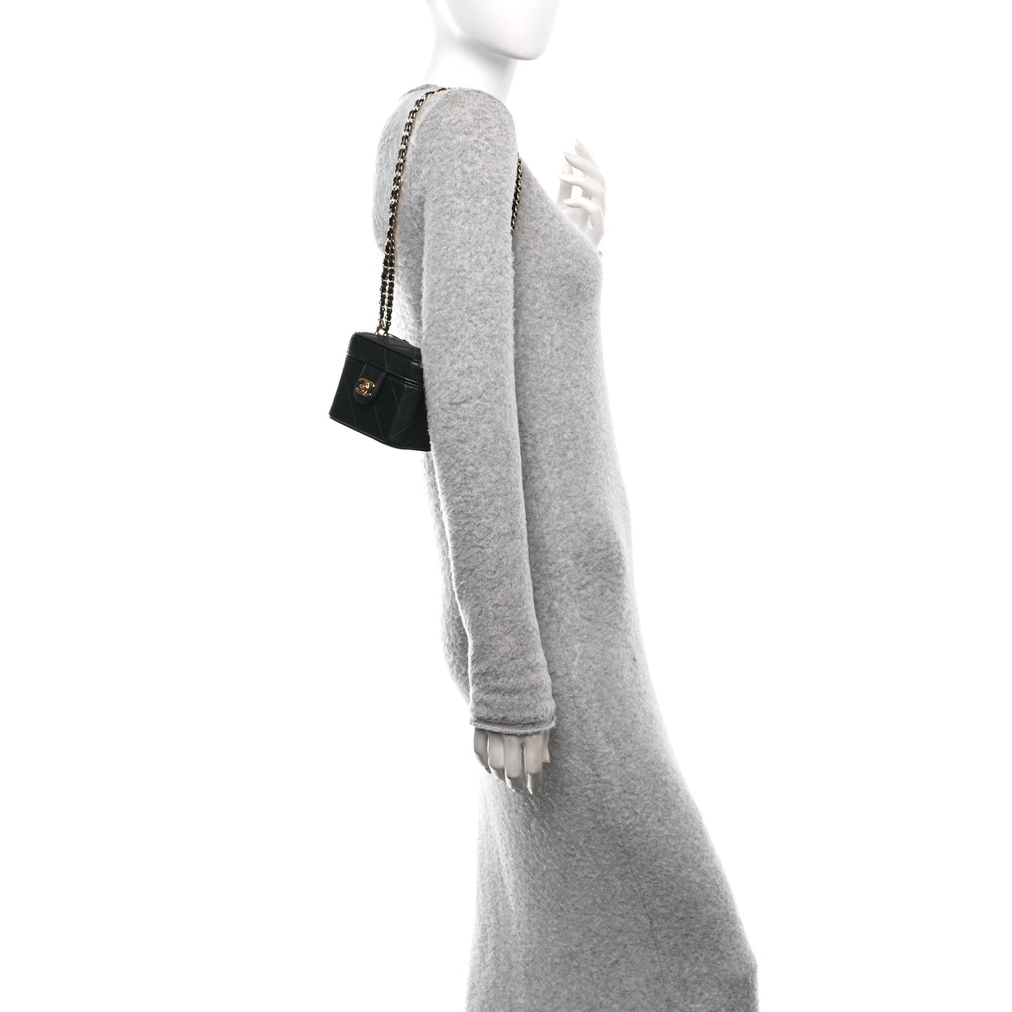 Lambskin Quilted Vanity Clutch With Chain Black
