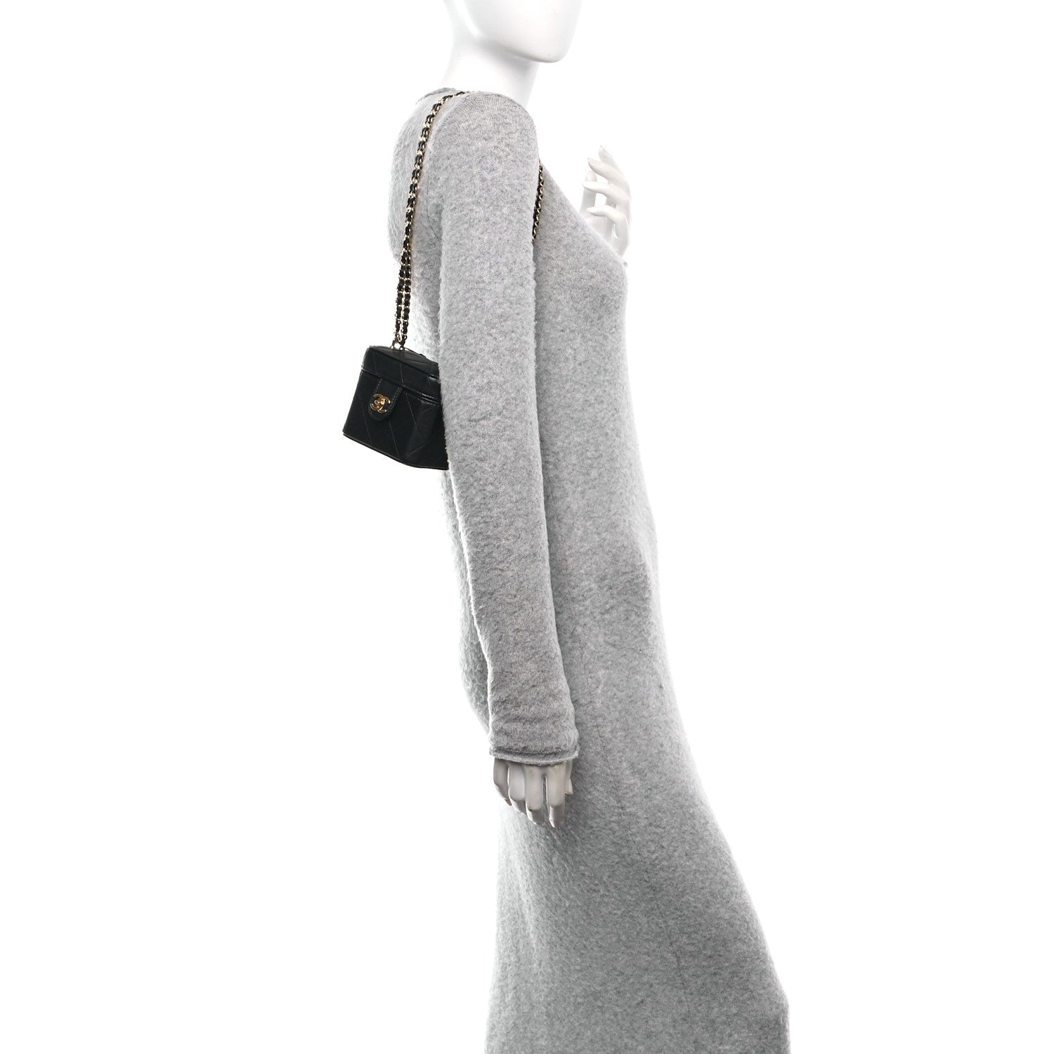 Chanel Lambskin Quilted Vanity Clutch With Chain Black 2 of 14