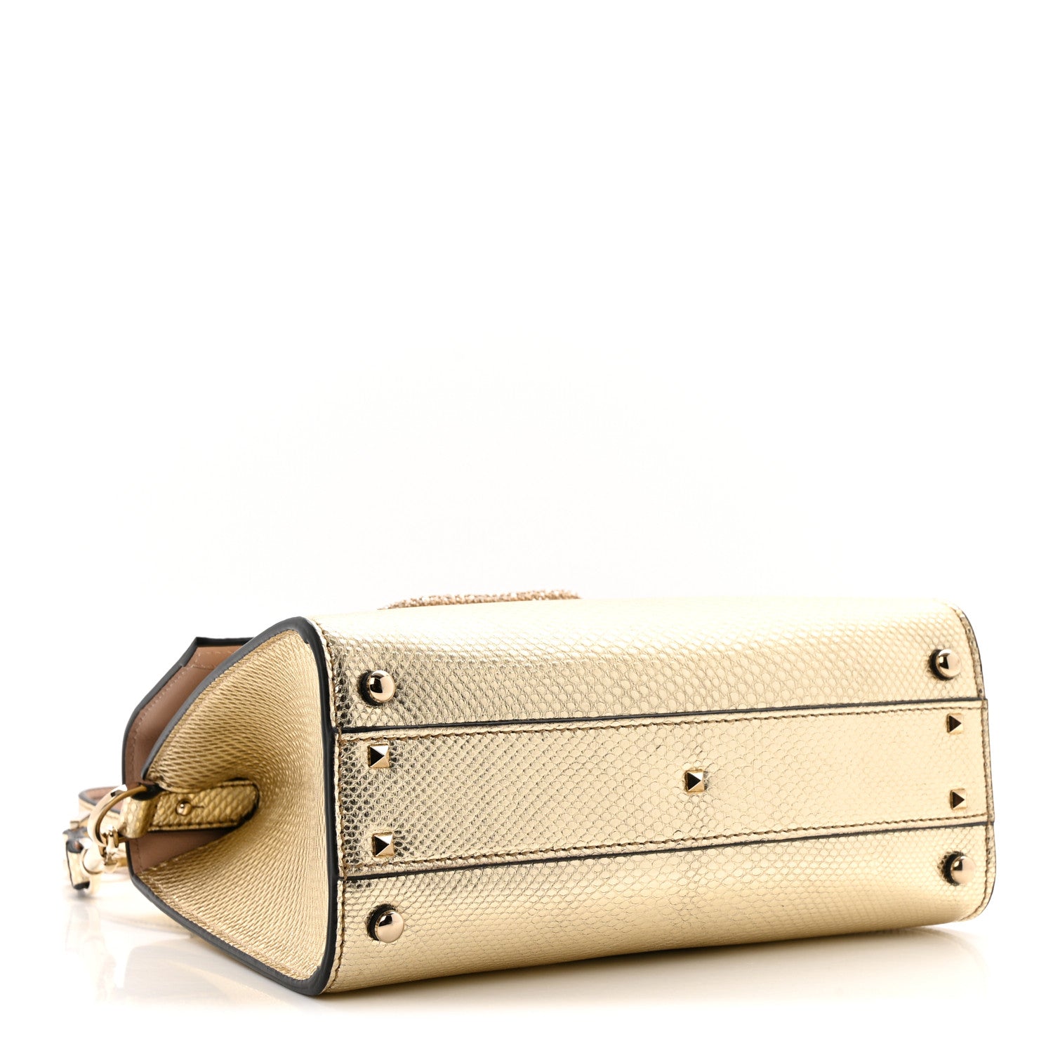 Valentino Garavani Metallic Calfskin Crystal Snake Embossed Mini VSling Top Handle Bag Gold 4 of 9