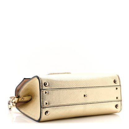 Valentino Garavani Metallic Calfskin Crystal Snake Embossed Mini VSling Top Handle Bag Gold 4 of 9