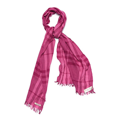 Burberry Merino Wool Cashmere Giant Check Scarf Pink 1 of 5