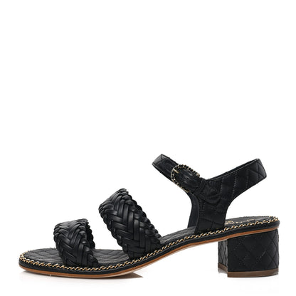 Chanel Calfskin Woven Chain Around CC Sandals 40.5 Black 1 of 9