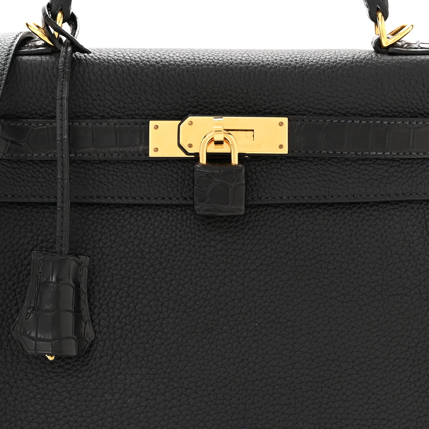Togo Matte Porosus Crocodile Kelly Retourne Touch 28 Black