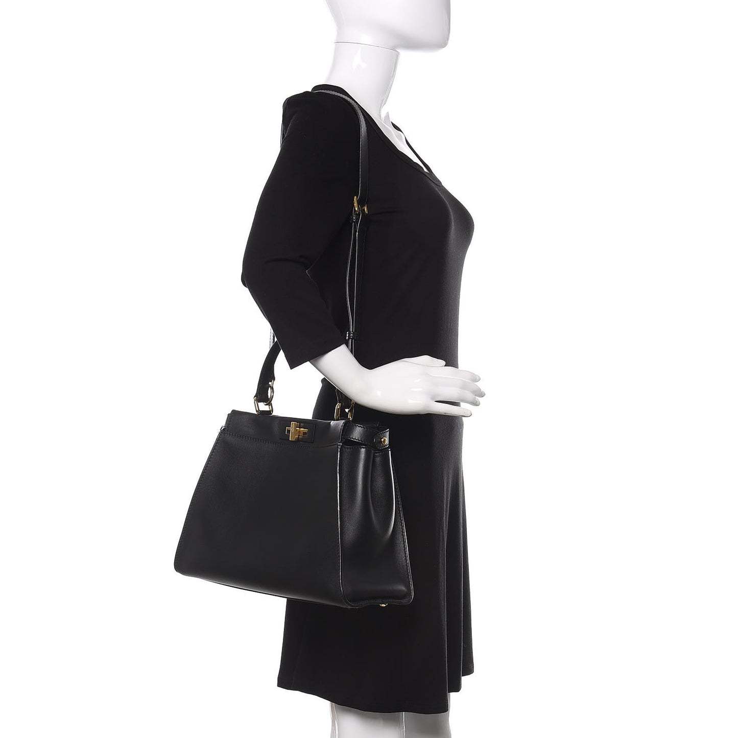 Vitello Seta Shiny Nappa Medium Peekaboo Iconic Satchel Black