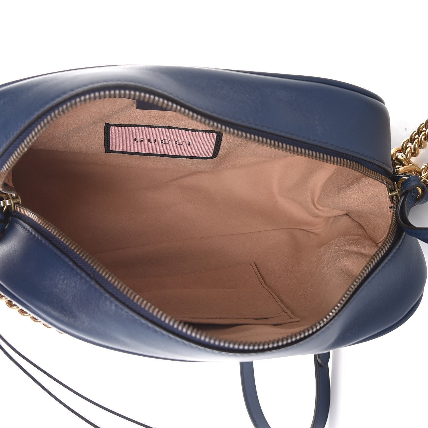 Gucci Calfskin Matelasse GucciGhost Medium GG Marmont Chain Shoulder Bag Blue Agata Hibiscus Red 5 of 12