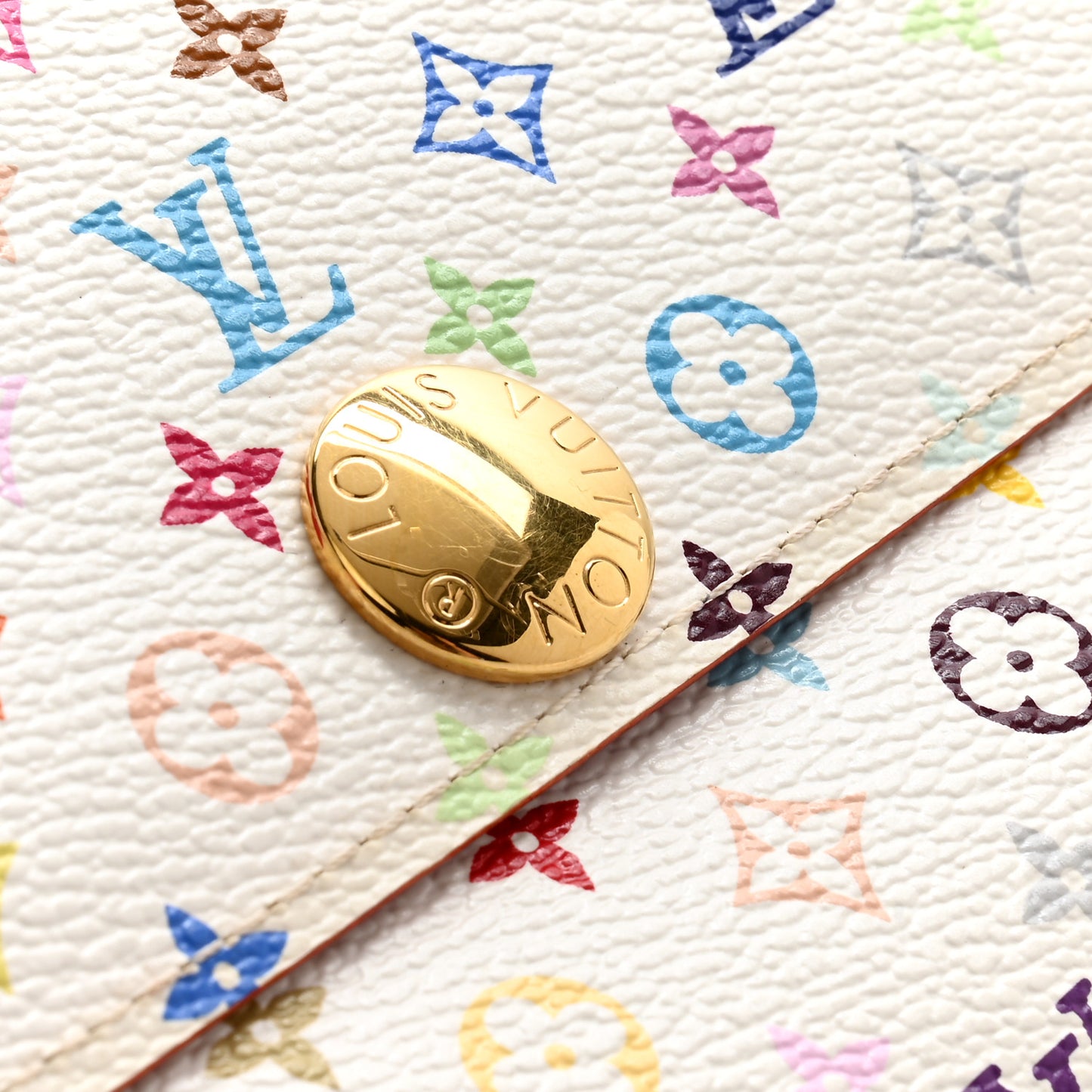 LOUIS VUITTON Monogram Multicolor Sarah Wallet White Litchi