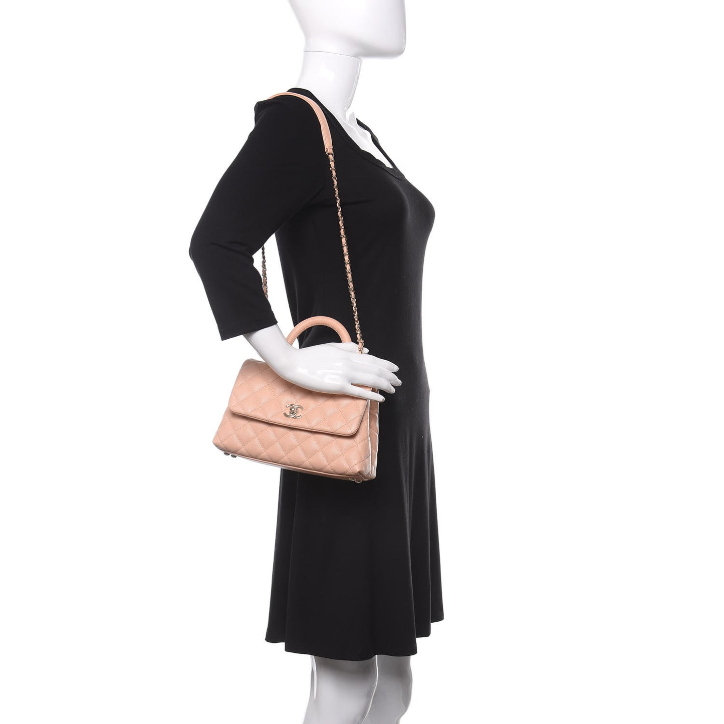 Caviar Quilted Mini Coco Handle Flap Light Pink
