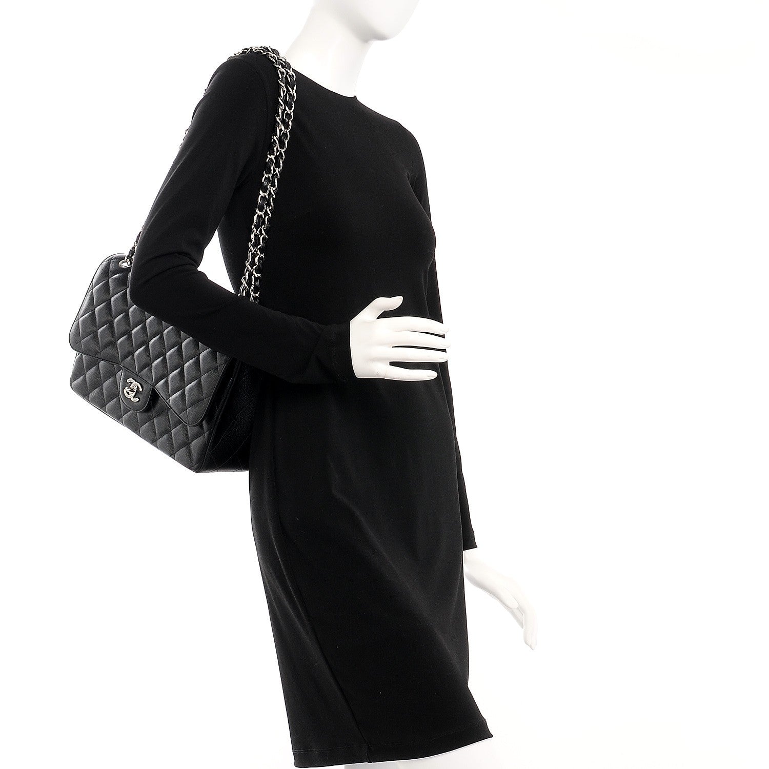 Chanel Caviar Quilted Jumbo Double Flap Black 2 of 8