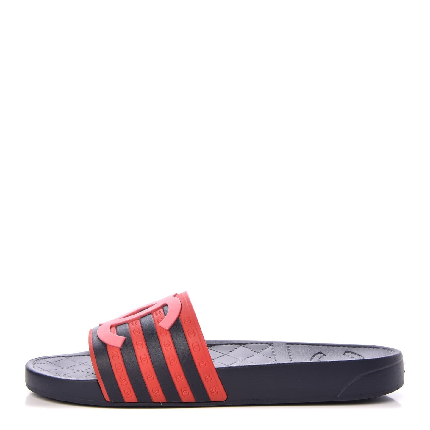 Rubber CC Flat Slide Sandals 41 Pink Red