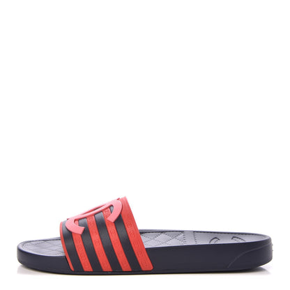 Chanel Rubber CC Flat Slide Sandals 41 Pink Red 1 of 10