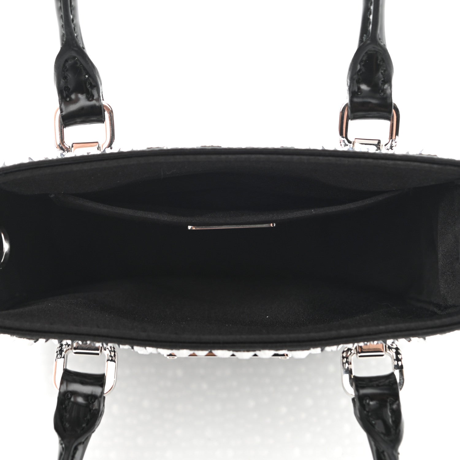 Prada Satin Crystal Metal Triangle Logo Small Double Handle Crossbody Tote Metal 5 of 10