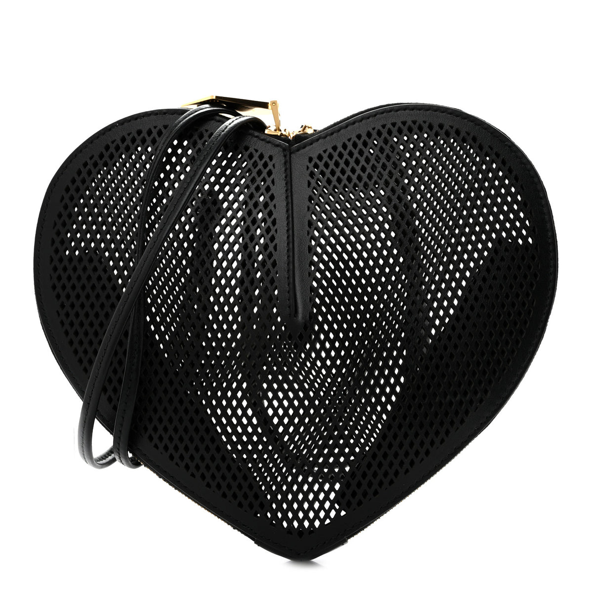 Calfskin Perforated Le Coeur Bag Black
