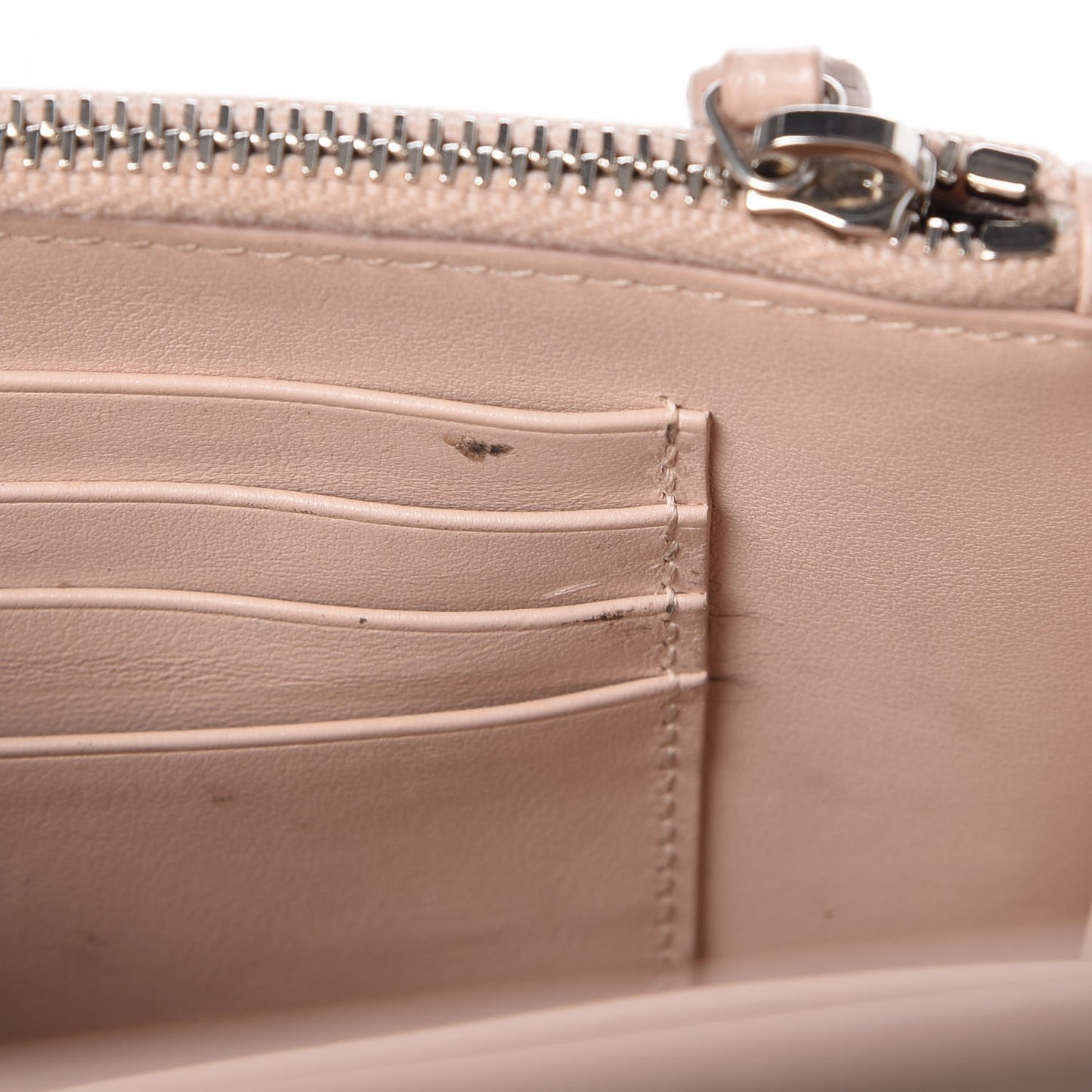 Calfskin Crocodile Embossed Monogram Sunset Chain Wallet Soft Nude