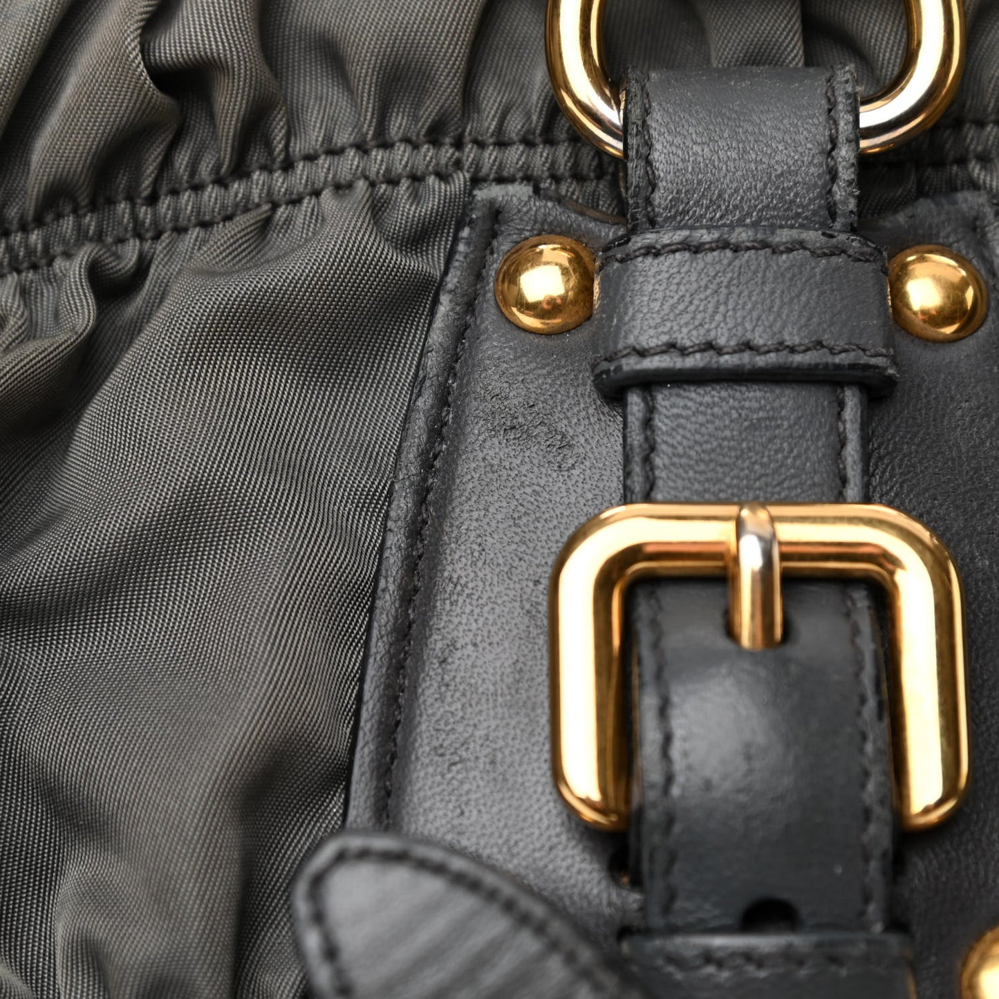 Tessuto Nylon Gaufre Shopping Satchel Fumo