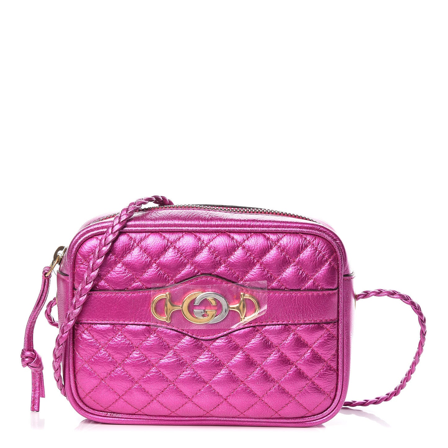Laminated Nappa Trapuntata Mini Zumi Shoulder Bag Fuxia