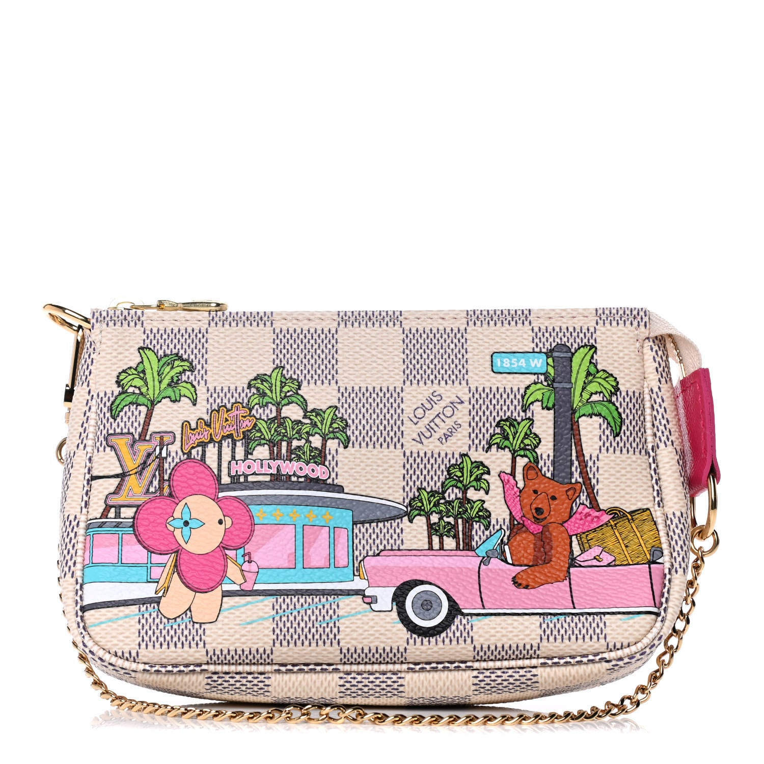Louis Vuitton Damier Azur 2021 Christmas Animation Hollywood Mini Pochette Accessories Fuchsia 1 of 11