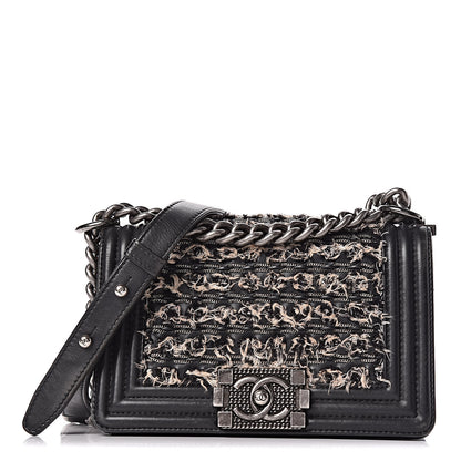 Chanel Tweed Calfskin Small Boy Flap Black 1 of 16