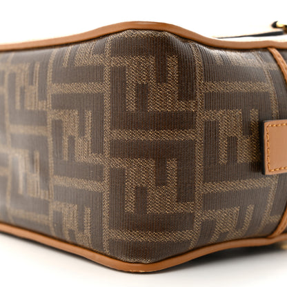 Fendi Glazed Fabric Vitello Century FF 1974 Stamp Patch Mini Boston Box Bag Mogano Panna Caramello 10 of 13