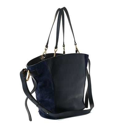 Chloe Smooth Suede Calfskin Medium Myer Double Carry Bag Black Navy 2 of 10