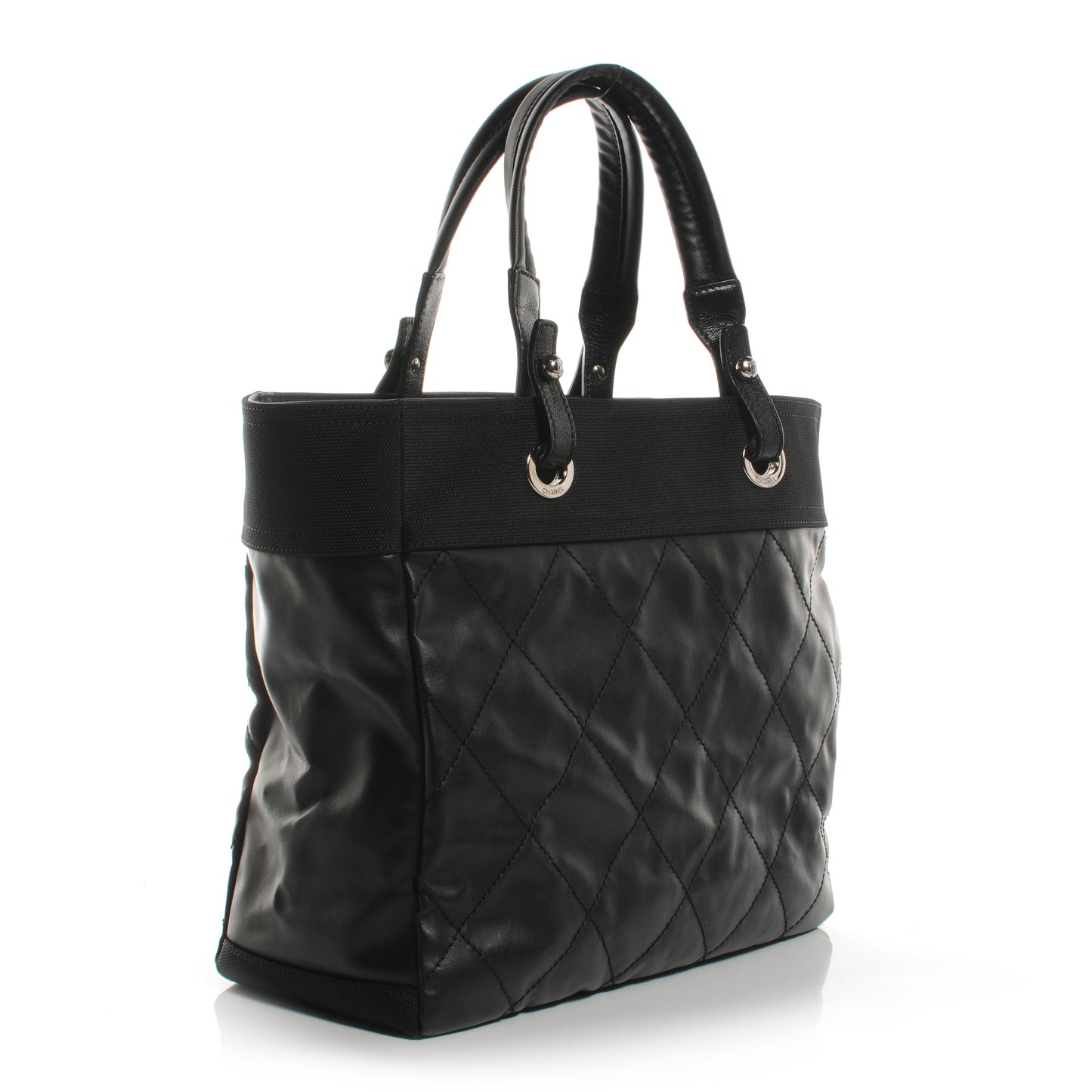Coated Canvas Large Paris Biarritz Tote Black