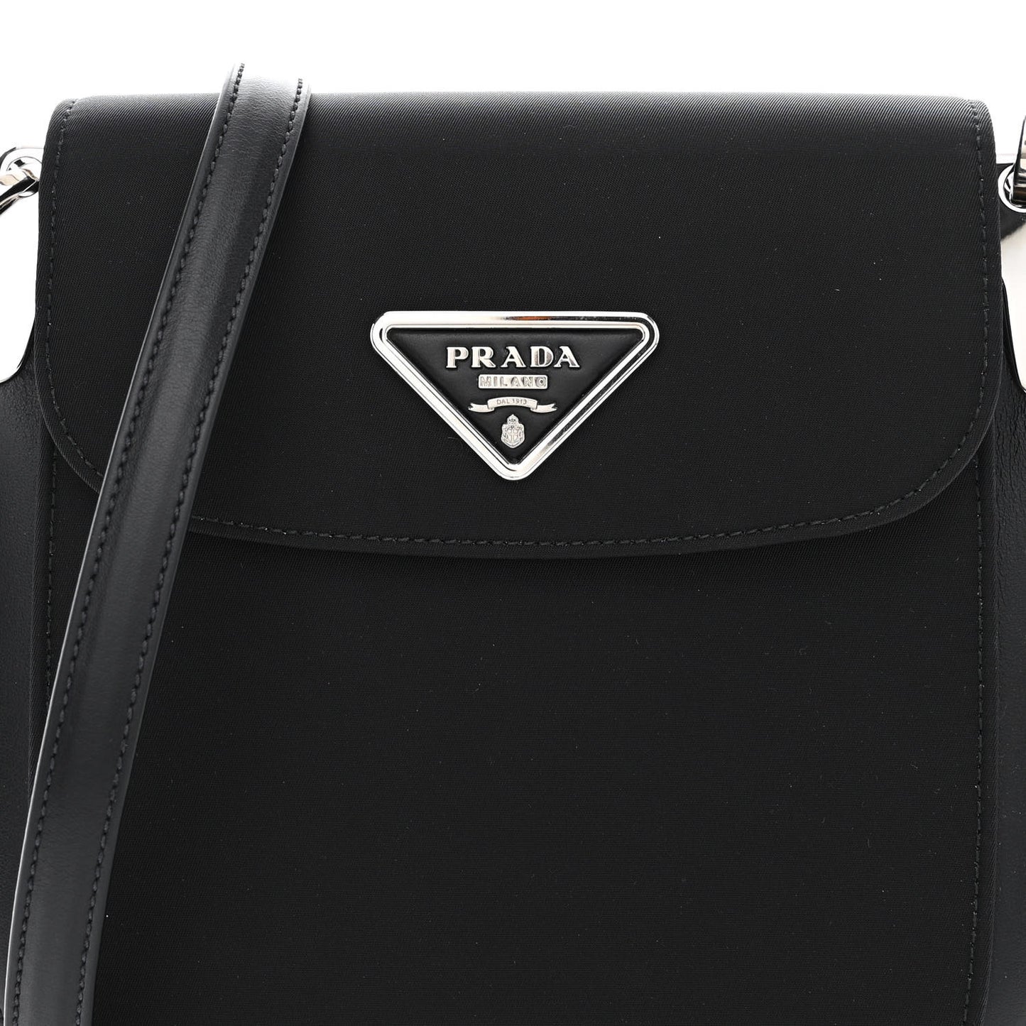 Brushed Calfskin Nylon Small Margit Flap Bag Black