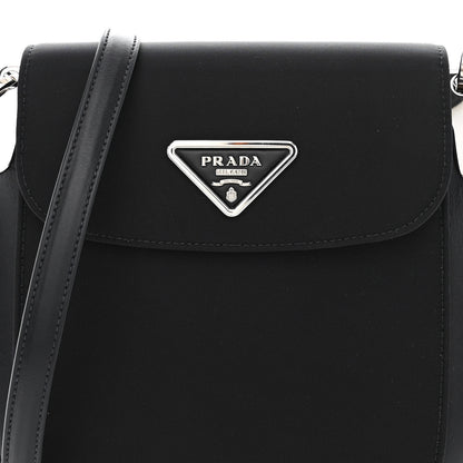 Prada Brushed Calfskin Nylon Small Margit Flap Bag Black 9 of 11