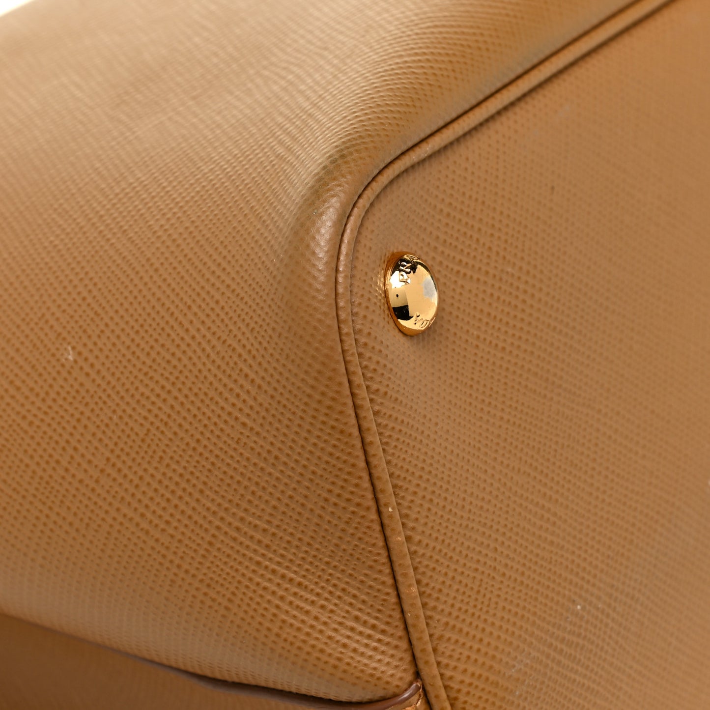 Saffiano Cuir Large Double Bag Caramel Fuoco