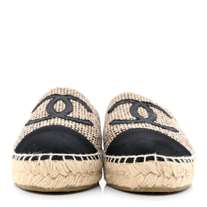 Chanel Metallic Tweed CC Espadrilles 38 Beige Black 2 of 10
