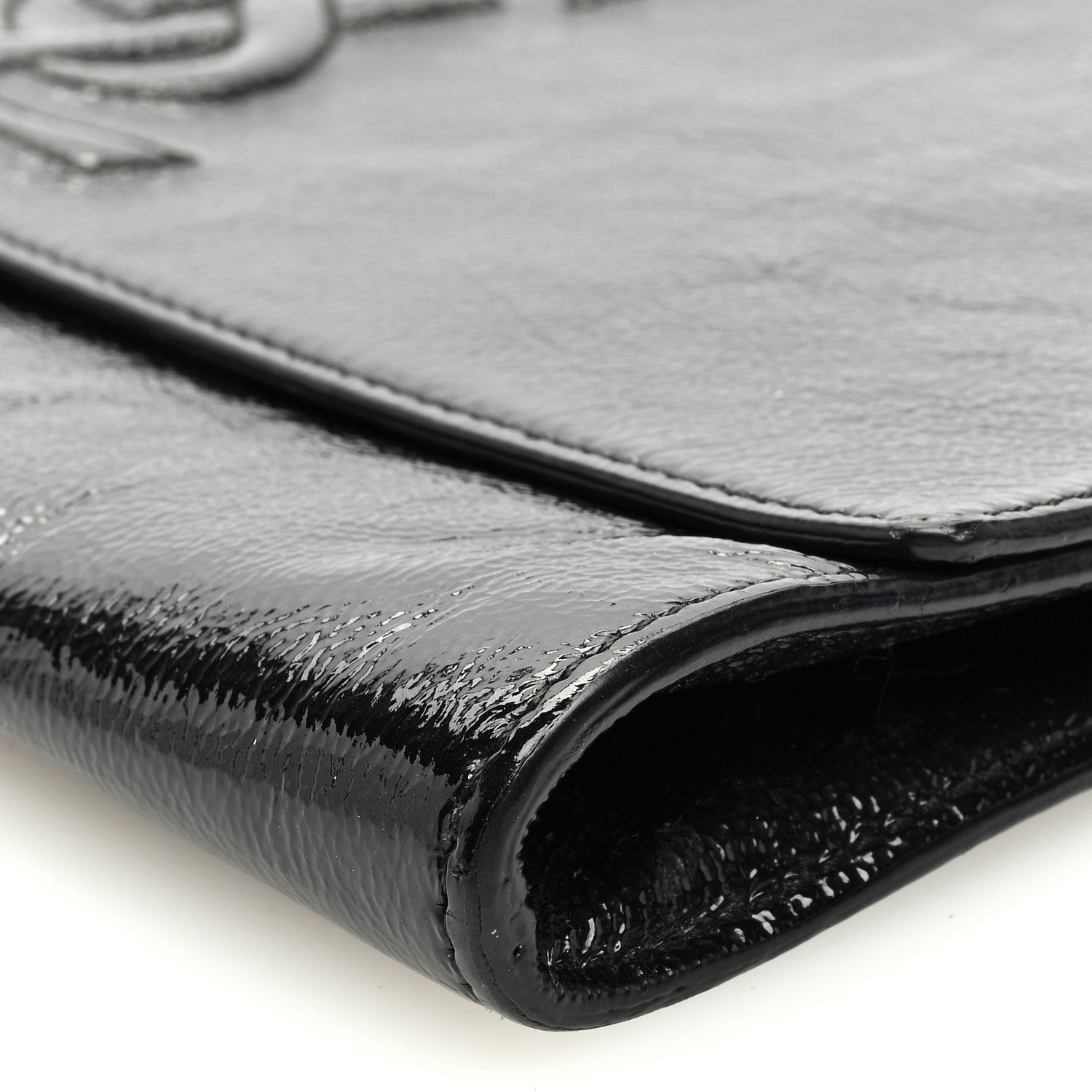 Saint Laurent Textured Patent Monogram Large Belle De Jour Clutch Black 9 of 9