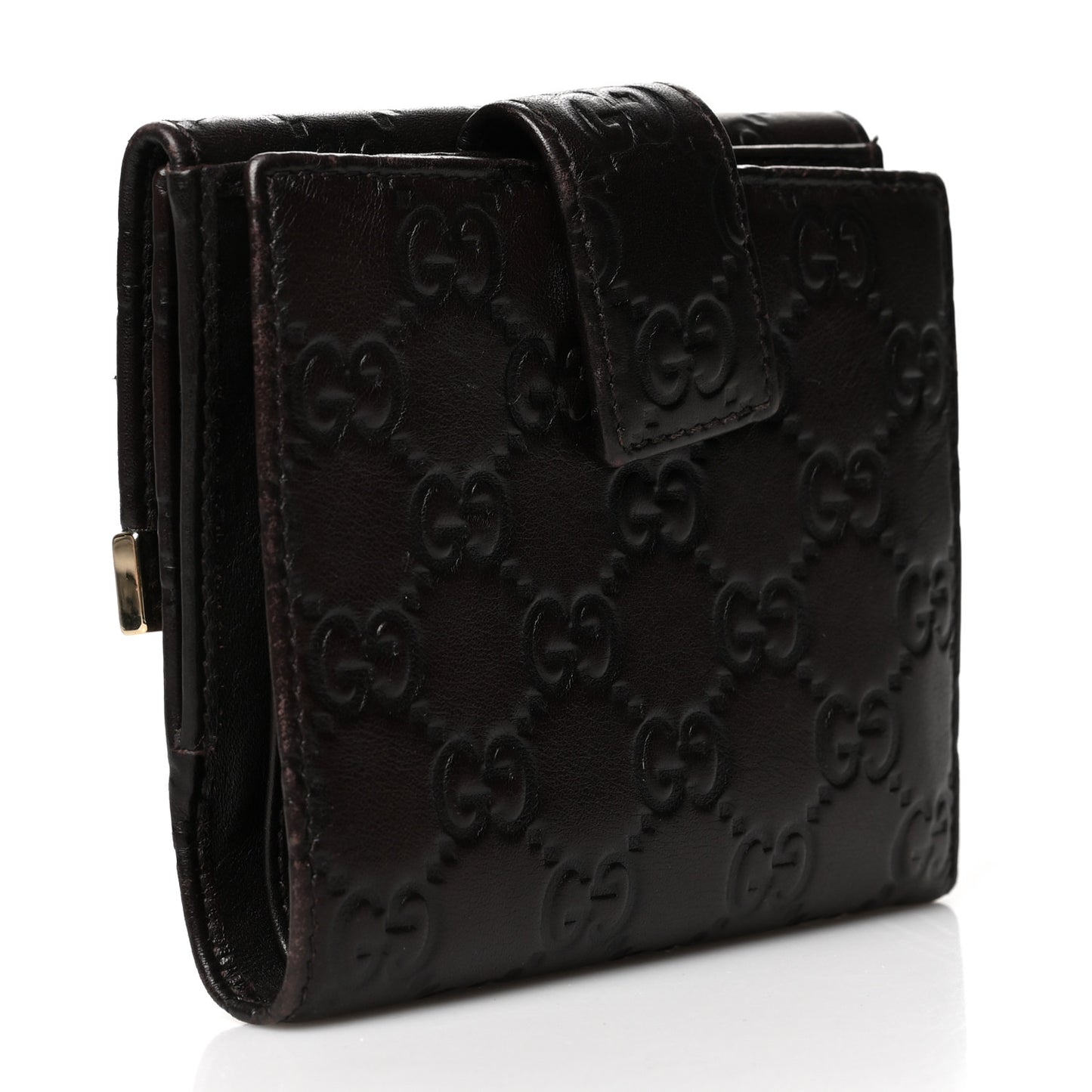 Guccissima Signature Dice French Flap Wallet Chocolate