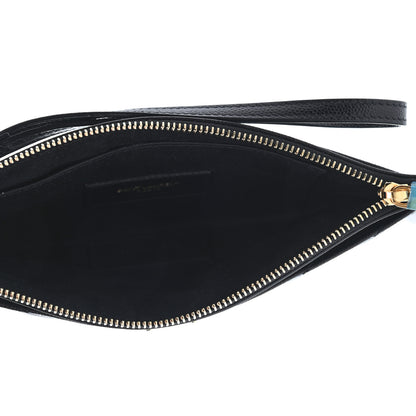 Saint Laurent Grain De Poudre Chevron Monogram Large Bill Pouch Black 4 of 4